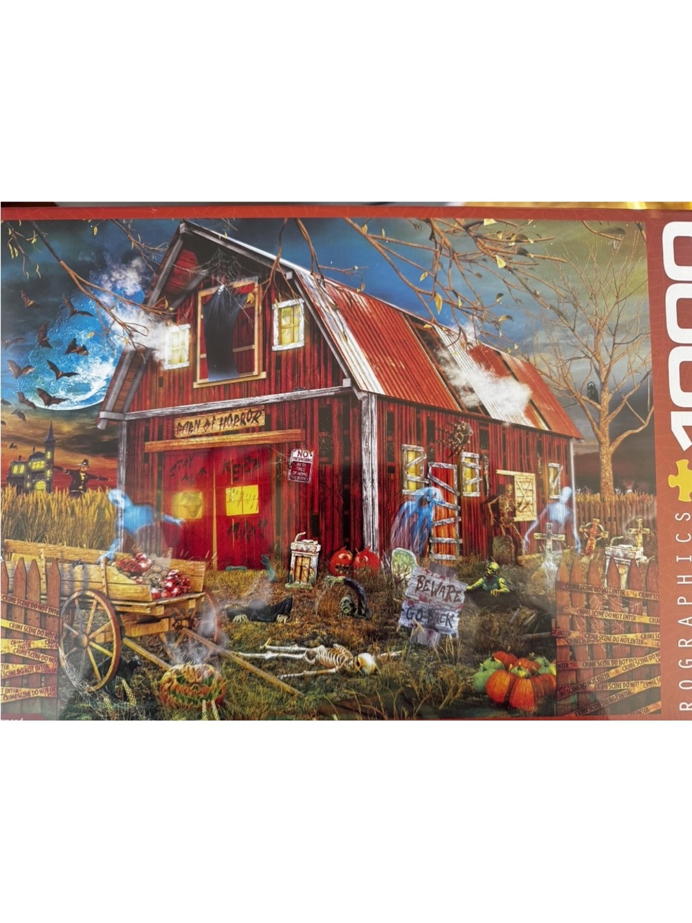 New Eurographics 1000 Piece Jigsaw PUzzle Halloween Barn Paul Normand 19x26